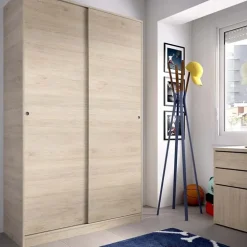 Armadio 120x204h cm 2 ante moderno scorrevoli rovere Royal