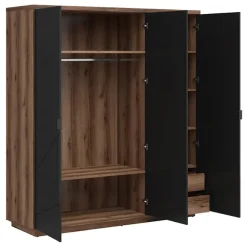 Armadio 180x201h cm 3 ante rovere scuro nero opaco Elin
