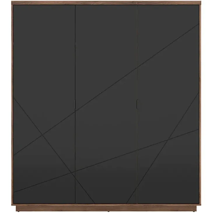 Armadio 180x201h cm 3 ante rovere scuro nero opaco Elin