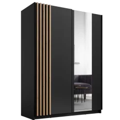Armadio 150x198h cm 2 ante scorrevoli cannettato con specchio antracite rovere Cannes
