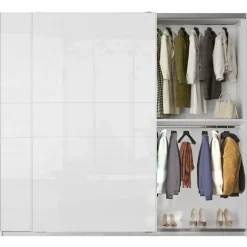 Armadio 257x230h cm 2 ante scorrevoli bianco lucido Clappy