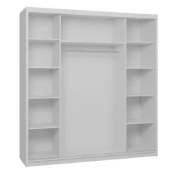 Armadio 200x215h cm 3 ante scorrevoli con specchio bianco opaco Silven