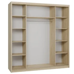 Armadio 200x215h cm 3 ante scorrevoli con specchio rovere sonoma bianco opaco Silven