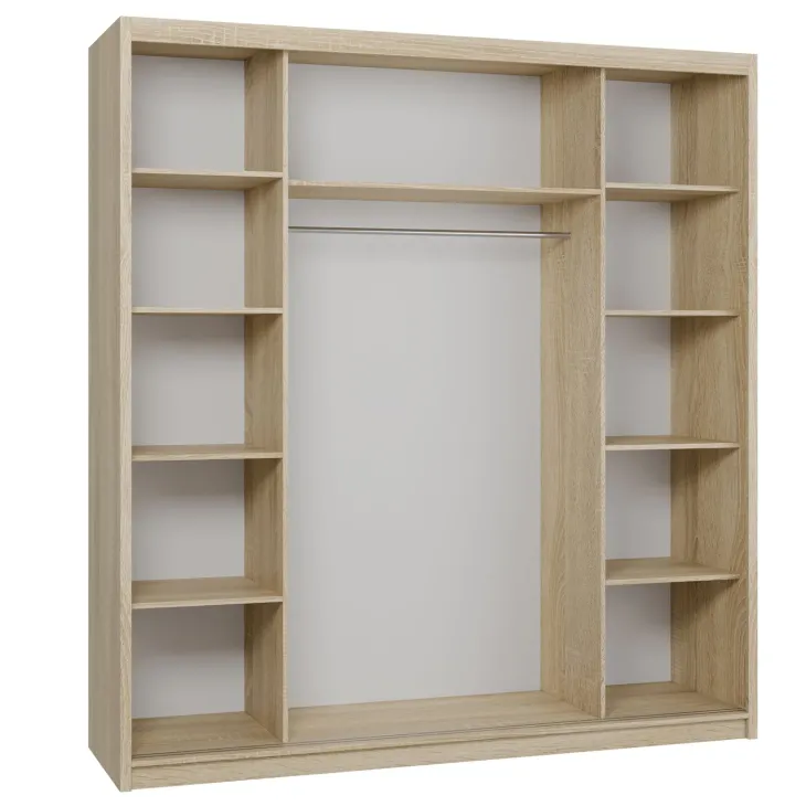 Armadio 200x215h cm 3 ante scorrevoli con specchio rovere sonoma Silven