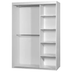 Armadio 120x205h cm 2 ante scorrevoli con specchio bianco Boselia