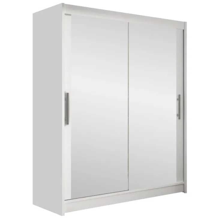 Armadio 150x200h cm 2 ante scorrevoli con specchio bianco Lunysia