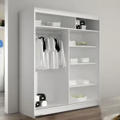 Armadio 150x200h cm 2 ante scorrevoli con specchio bianco Lunysia
