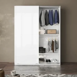 Armadio 180x230h cm 2 ante scorrevoli bianco lucido Clappy