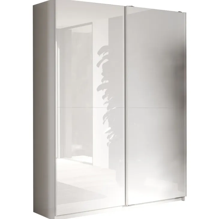 Armadio 180x230h cm 2 ante scorrevoli bianco lucido Clappy