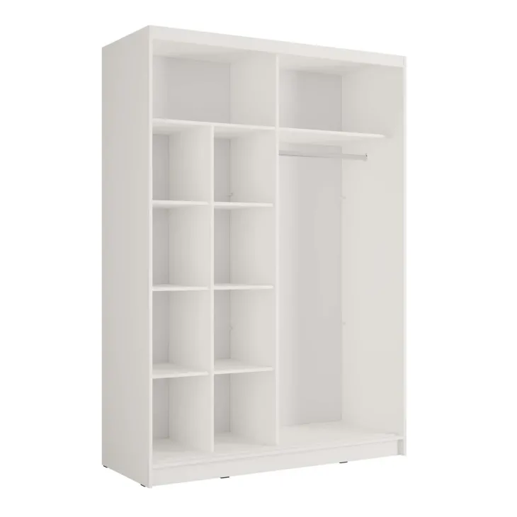 Armadio 155x215h cm 2 ante scorrevoli cannettato con specchio bianco rovere Vance