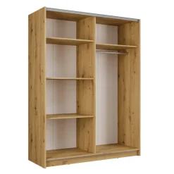Armadio 150x198h cm 2 ante scorrevoli cannettato con specchio rovere antracite Cannes