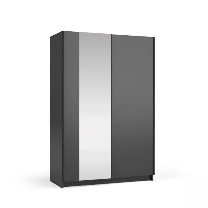Armadio 120x182h cm 2 ante scorrevoli con specchio nero Medora