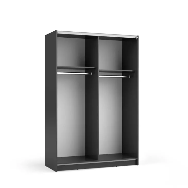 Armadio 120x182h cm 2 ante scorrevoli con specchio nero Medora