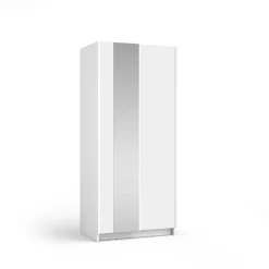 Armadio 80x182h cm 2 ante scorrevoli con specchio bianco Medora