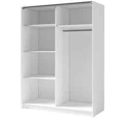 Armadio 200x198h cm 2 ante scorrevoli cannettato con specchio bianco rovere Ophelia