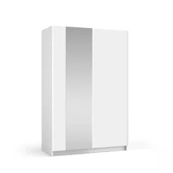 Armadio 120x182h cm 2 ante scorrevoli con specchio bianco Medora