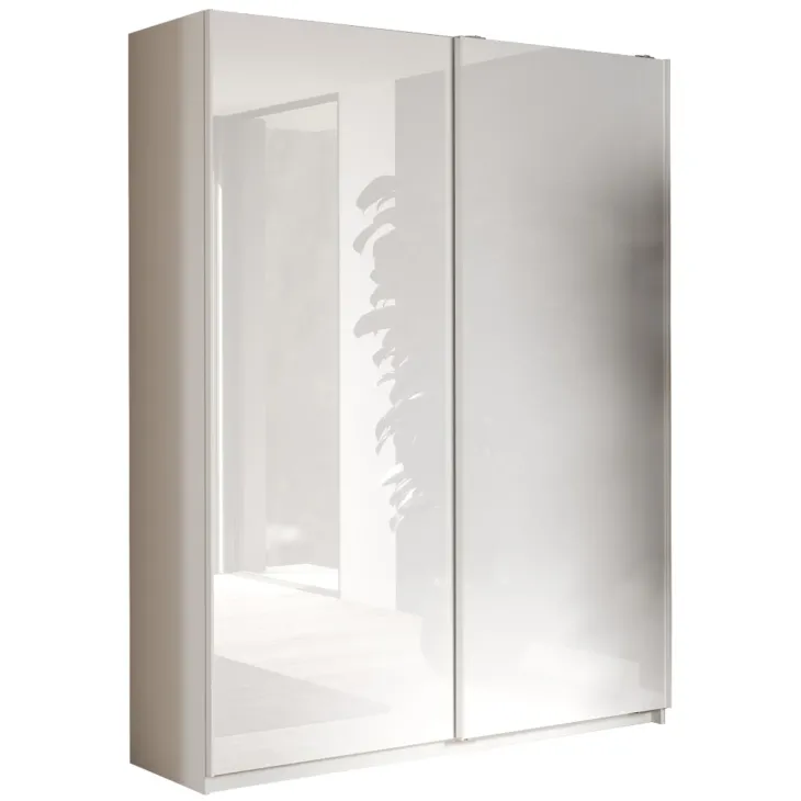 Armadio 180x210h cm 2 ante scorrevoli bianco lucido Clappy