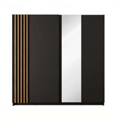 Armadio 200x198h cm 2 ante scorrevoli cannettato con specchio antracite rovere Cannes