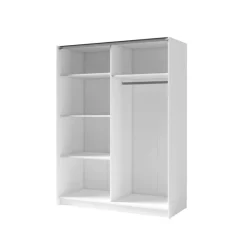 Armadio 200x198h cm 2 ante scorrevoli cannettato con specchio bianco rovere Cannes