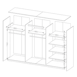 Armadio 270x210h cm 2 ante scorrevoli con specchio bianco frassinato Cortina Gihome®