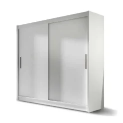 Armadio 180x215h cm 2 ante scorrevoli design moderno bianco Aisha