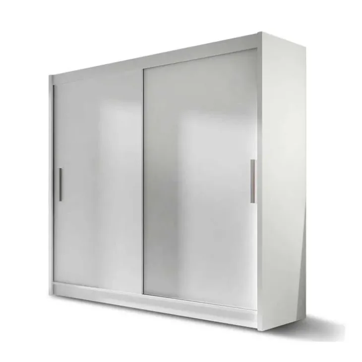 Armadio 180x215h cm 2 ante scorrevoli design moderno bianco Aisha