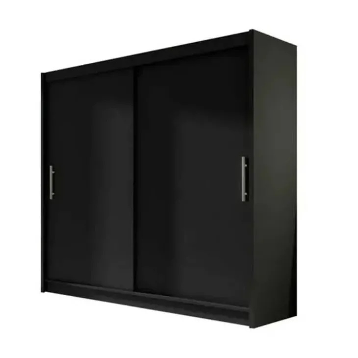 Armadio 180x215h cm 2 ante scorrevoli design moderno nero Aisha