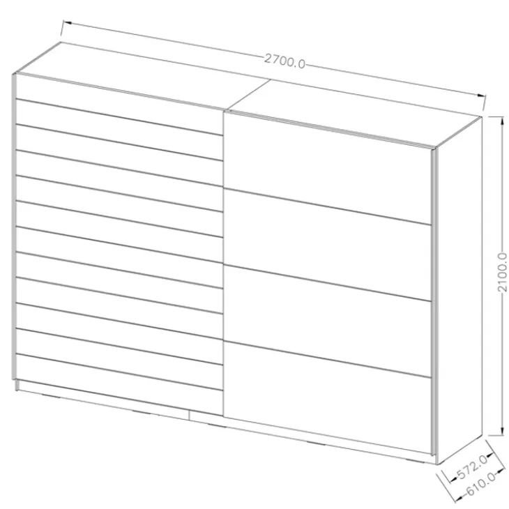 Armadio 270x210h cm 2 ante scorrevoli bianco opaco rovere Nexus Gihome®