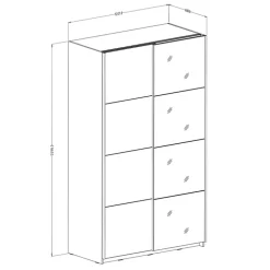Armadio 120x210h cm 2 ante scorrevoli con specchio bianco opaco Pascal Gihome®