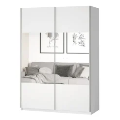 Armadio 120x210h cm 2 ante scorrevoli con specchio bianco opaco Pascal Gihome®