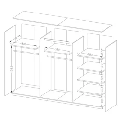 Armadio 270x210h cm 2 ante scorrevoli rovere nero lucido Cortina Gihome®
