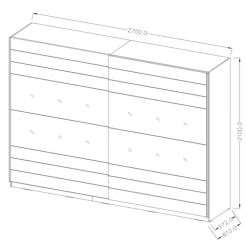 Armadio 270x210h cm 2 ante scorrevoli con specchio rovere scuro Brock Gihome®