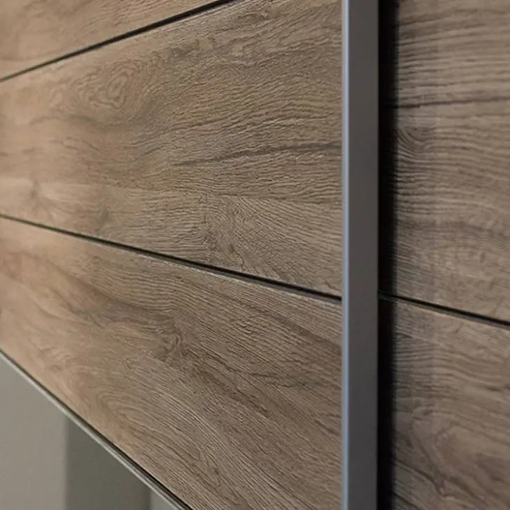 Armadio 270x210h cm 2 ante scorrevoli con specchio rovere scuro Brock Gihome®