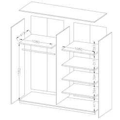 Armadio 220x210h cm 2 ante scorrevoli bianco opaco rovere Nexus Gihome®