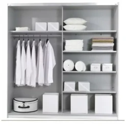 Armadio 221x210h cm 2 ante scorrevoli con specchio bianco Pascal Gihome®