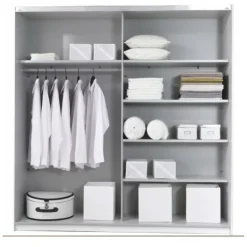 Armadio 200x210h cm 2 ante scorrevoli con specchio bianco opaco Pascal Gihome®