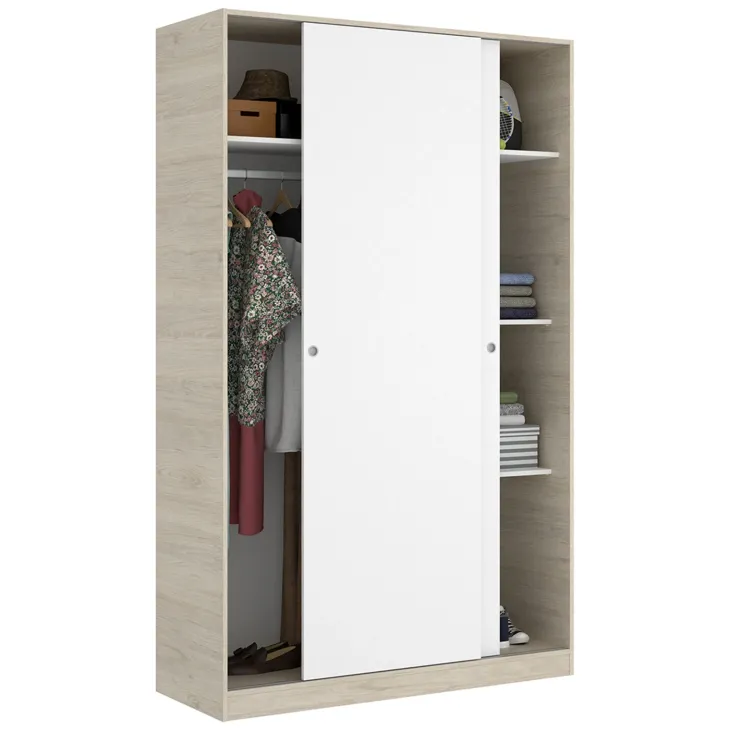 Armadio 120x204h cm 2 ante scorrevoli rovere bianco opaco Royal