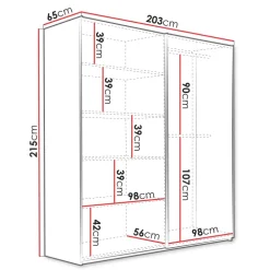 Armadio 203x215h cm 2 ante scorrevoli rovere Duppy