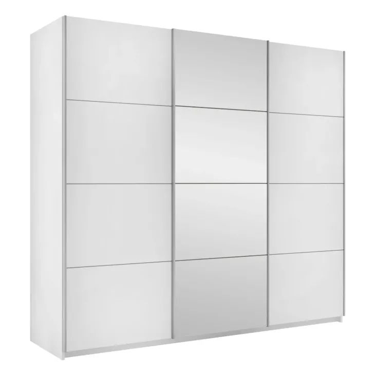 Armadio 250x210h cm 3 ante scorrevoli con specchio bianco Lilly