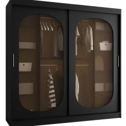 Armadio 200x200h cm 2 ante scorrevoli vetrate nero opaco Elmor