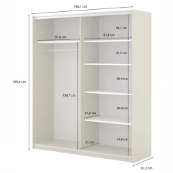 Armadio 180x210h cm 2 ante scorrevoli beige Sansha