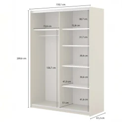 Armadio 150x210h cm 2 ante scorrevoli noce Sansha