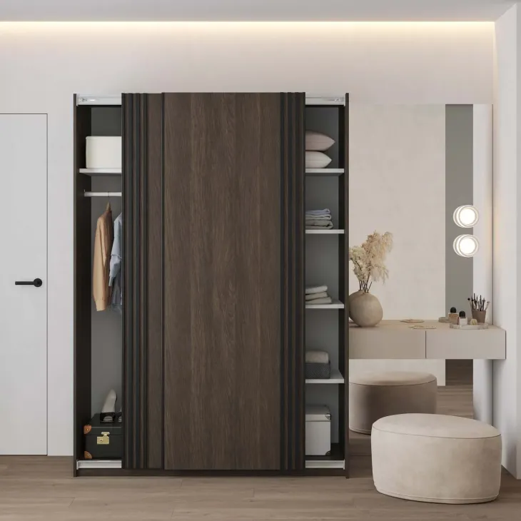 Armadio 150x210h cm 2 ante scorrevoli noce Sansha