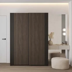 Armadio 150x210h cm 2 ante scorrevoli noce Sansha