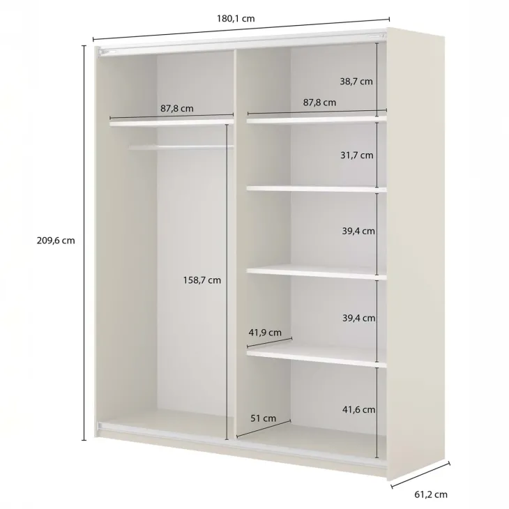 Armadio 180x210h cm 2 ante scorrevoli noce Sansha
