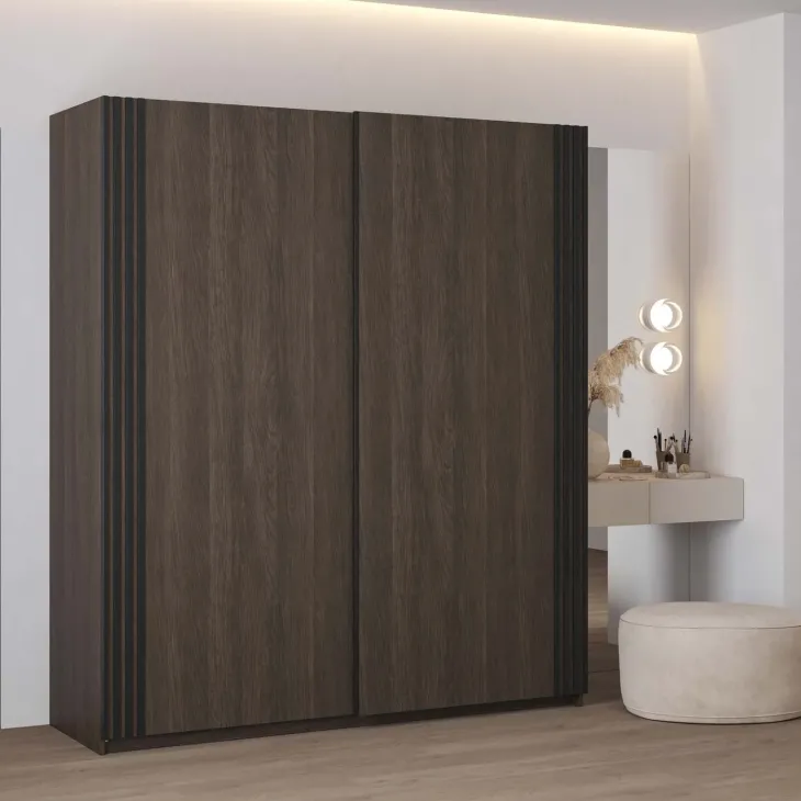 Armadio 180x210h cm 2 ante scorrevoli noce Sansha