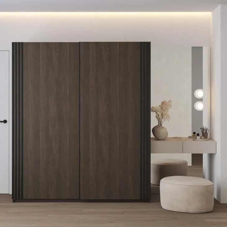 Armadio 180x210h cm 2 ante scorrevoli noce Sansha