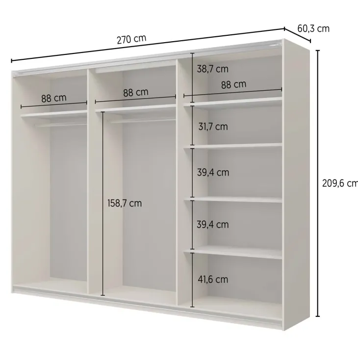 Armadio 270x210h cm 3 ante scorrevoli rovere Procida