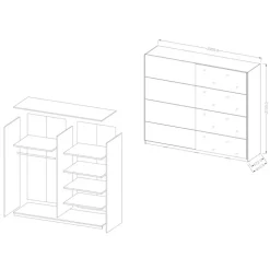 Armadio 221x210h cm 2 ante scorrevoli nero opaco Pascal Gihome®