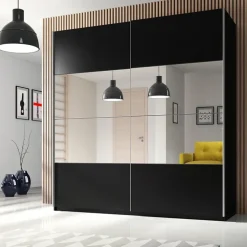Armadio 221x210h cm 2 ante scorrevoli nero opaco Pascal Gihome®